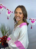 Clay Bead Hoops - Party Pink - Gold Accent