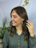 Clay Bead Hoops - Gold & Green - Gold Accent