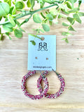 Hoops - Pink and Silver Rhinestone Hoops