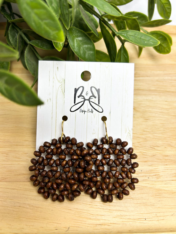 Round Wooden Beaded - Brown