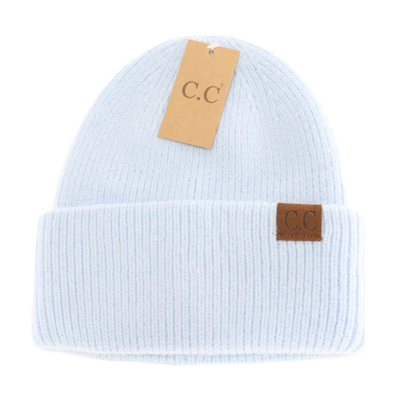 Stocking Hat - CC Sky Blue Ribbed Double Cuff 0007