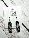 Rounded Rectangle- Black and White Acrylic Flowers