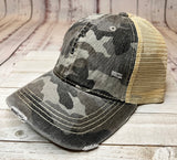 CC Grey Camouflage Mesh Back High Pony Hat