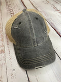 CC Black Washed Mesh Back High Pony Hat