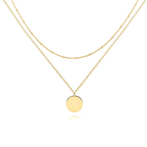 Gold Pendant Double Layer Necklace - You Customize