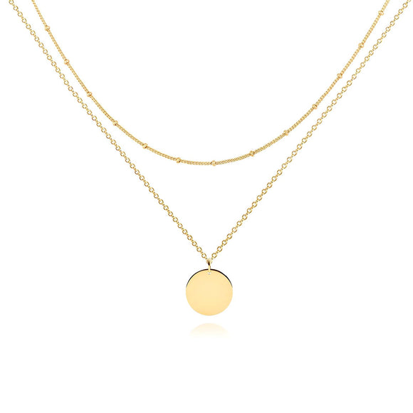 Gold Pendant Double Layer Necklace - Provided Options