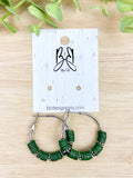 Clay Bead Hoops - Silver & Forest Green - Silver Accent