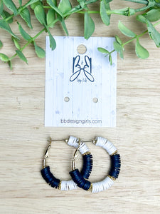 Clay Bead Hoops - Black & White - Gold Accent