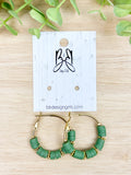 Clay Bead Hoops - Gold & Green - Gold Accent