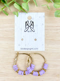 Clay Bead Hoops - Gold & Purple - Gold Accent