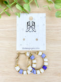 Clay Bead Hoops - Light Blue & Blue - Gold Accent