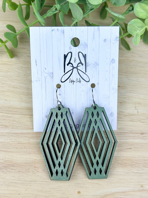 Geometric Diamond - Green Shimmer