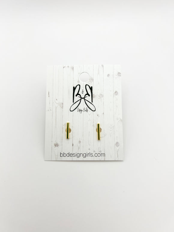 Gold Skinny Bar Screw Back Studs