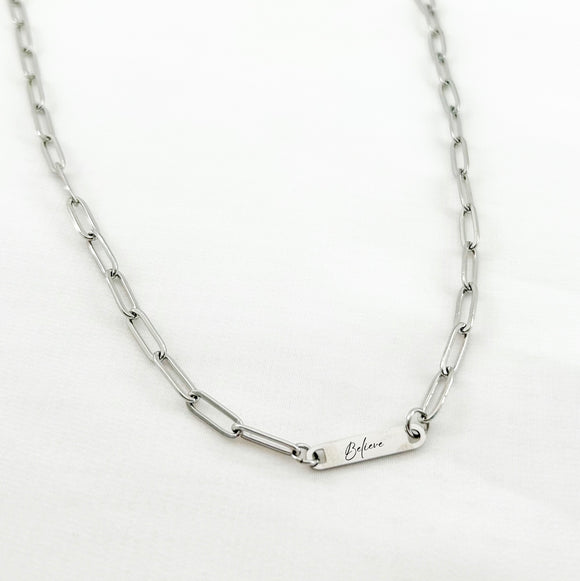 Silver Paperclip Necklace - Provided Options