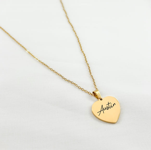 Gold Heart Necklace - You Customize
