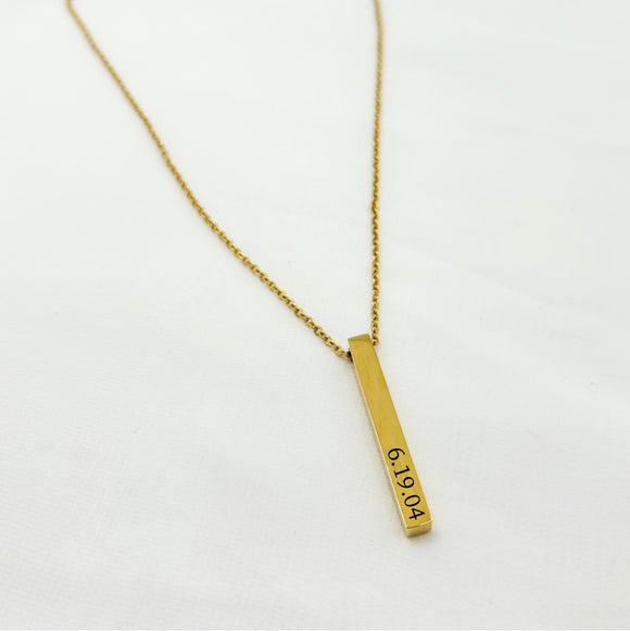 Gold Vertical Bar Necklace - You Customize