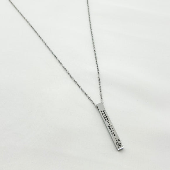 Silver Vertical Bar Necklace - You Customize