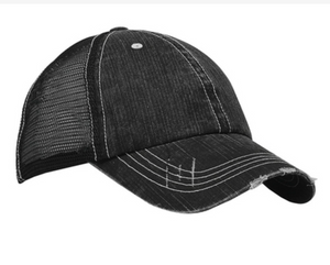 Distressed Black/Black Hat