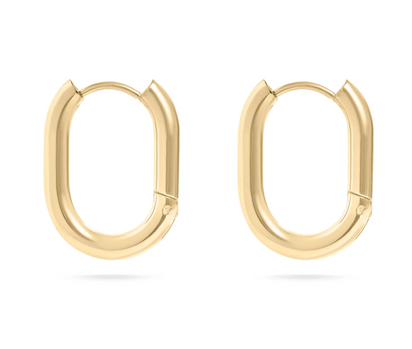 18k Gold Oval Huggie