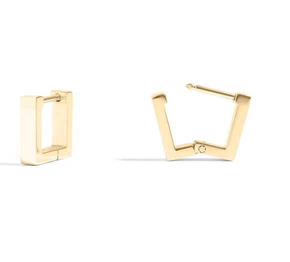 18K Gold Square Huggie