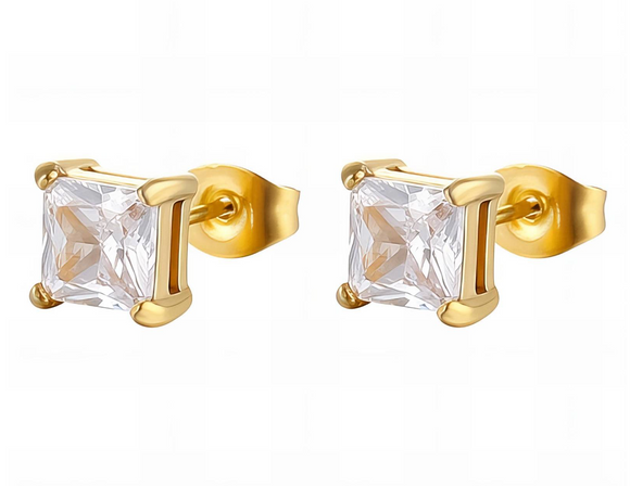 18K Gold Square Diamond Studs