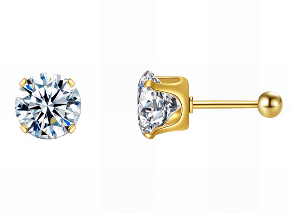 18K Gold Diamond Screw Back Studs