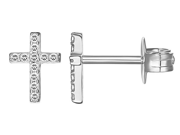 Silver Cross Studs