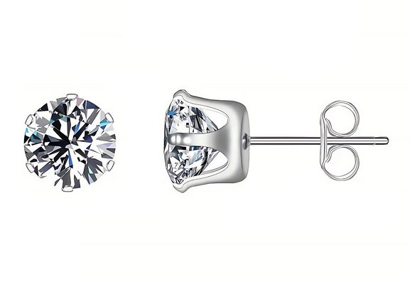 Silver Diamond Studs