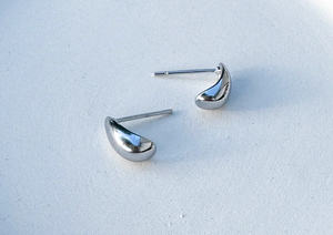 Polished Stainless Silver Water Drop Stud