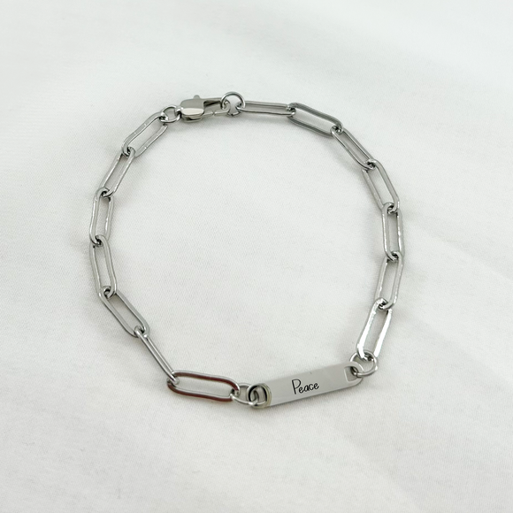Silver Paperclip Bracelet - Provided Options