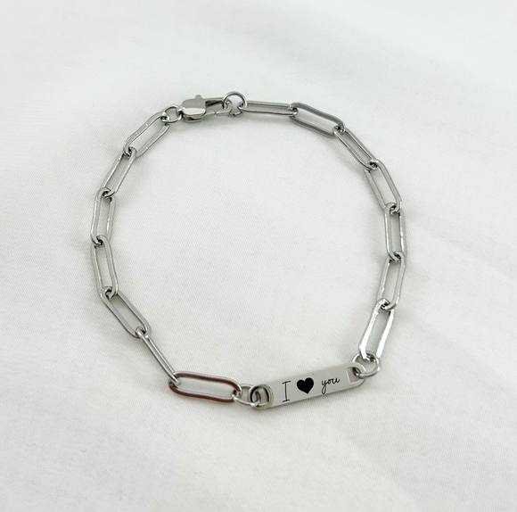 Silver Paperclip Bracelet - You Customize