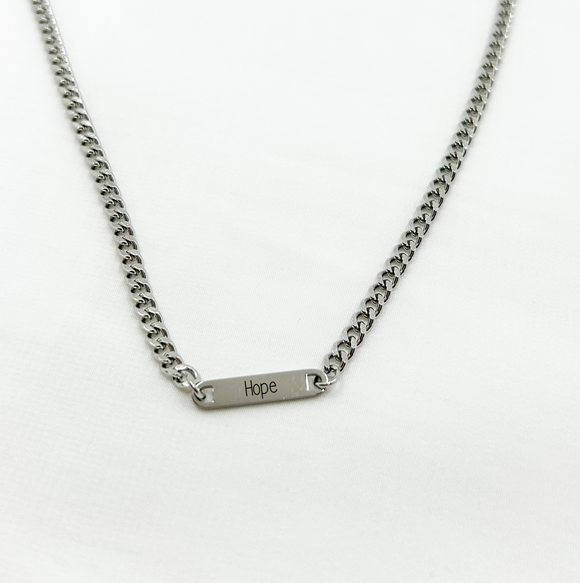Silver Curb Chain Necklace - Provided Options