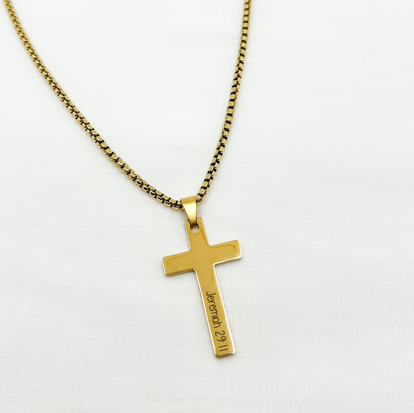 Gold Mens Cross Necklace - You Customize