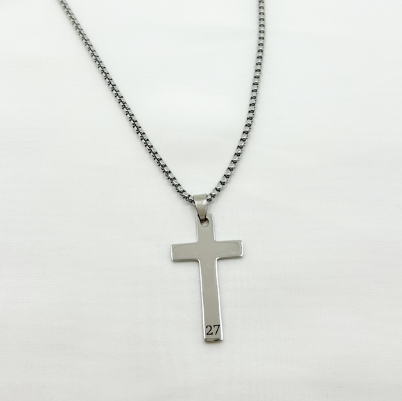 Silver Mens Cross Necklace - Provided Options