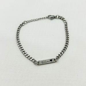 Silver Curb Chain Bracelet - You Customize