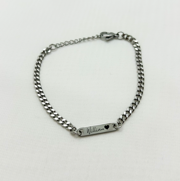 Silver Curb Chain Bracelet - You Customize