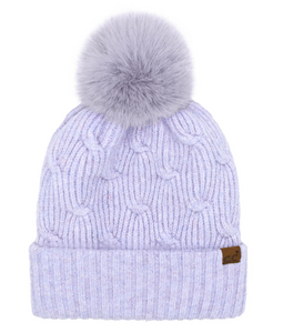 Stocking Hat - CC Lavender Chain Link Kitted Pom 0102