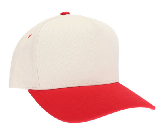 Two Toned Canvas Trucker C.C Ball Cap - Red