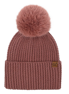 Stocking Hat - CC Coco Berry Cable Cuff Pom 0122