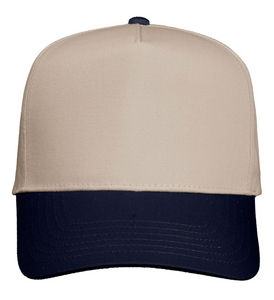 Five Panel Twill Ball Cap - Khaki/Navy