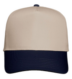 Five Panel Twill Ball Cap - Khaki/Navy