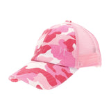 CC Kids Pink Distressed Camouflage Criss Cross High Pony Hat