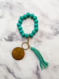 Beaded Wristlet with Charm - Teal
