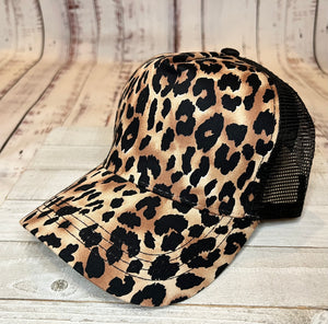 Cheetah with High Bun Hat