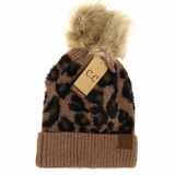 Stocking Hat - CC Mocha Leopard Pom 2061