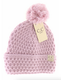Stocking Hat - CC Kids Lavender Rose Bee Stitch Knit Pom 3841