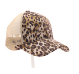 CC Leopard Criss-Cross Mesh Back High Pony Hat